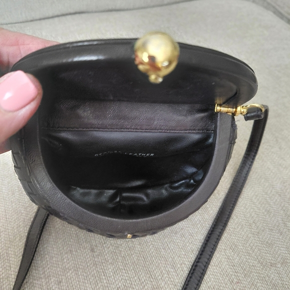 Elegant Black Woven Leather Small Bag, Pouch